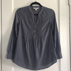 Chambray flowy long sleeve tunic